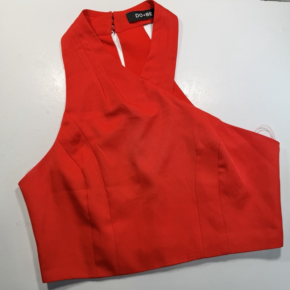 Do + Be Red Cropped Halter Style Top L Party Date Night